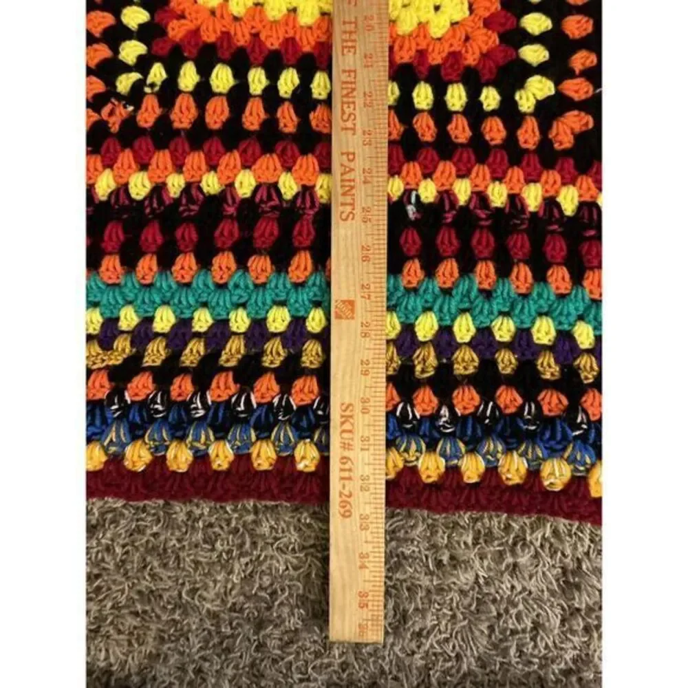 Rainbow Crochet‎ Afghan Throw Lap Blanket Handmade Granny Square 32.5×34.5